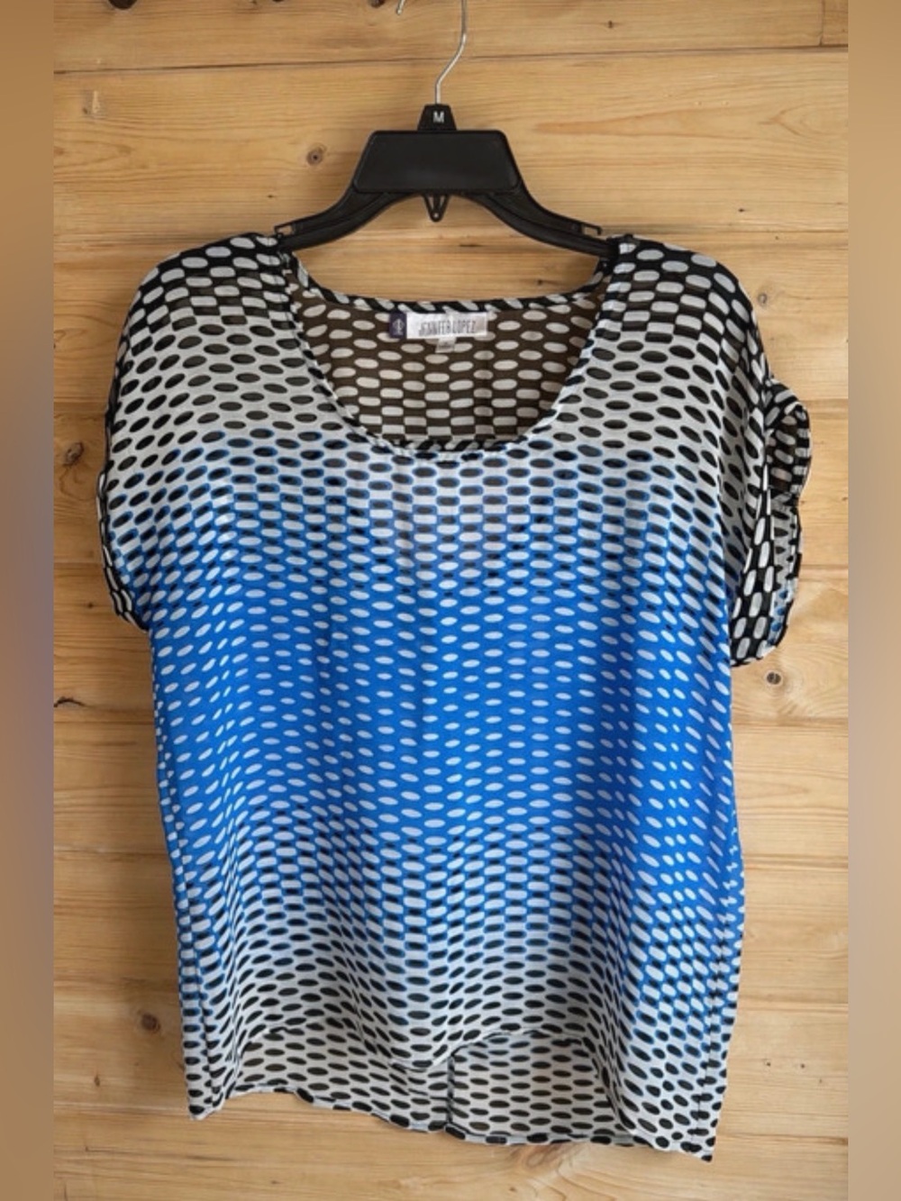 Jennifer Lopez Blue Ombre Scoop Neck Blouse